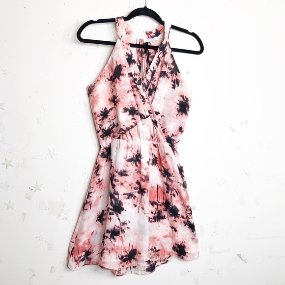 PARKER palm tree pink wrap front and back Silk mini dress - Picture 7 of 15